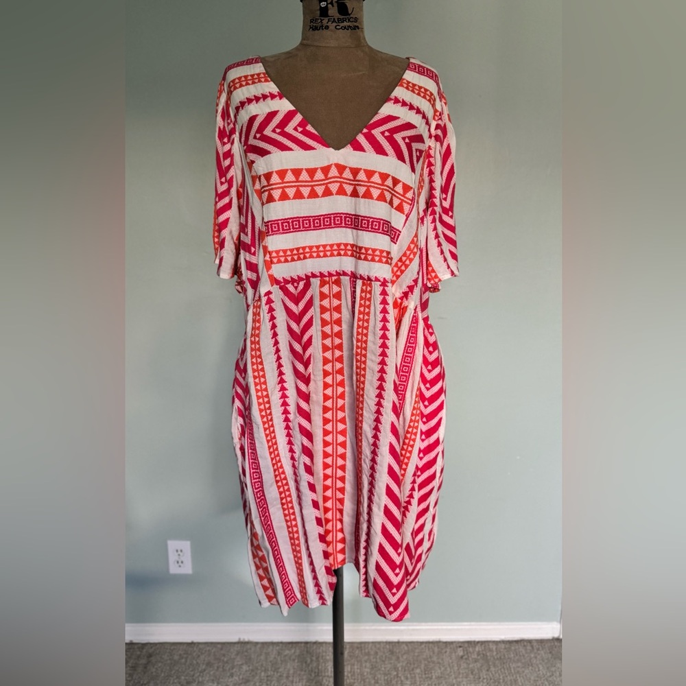 Old Navy women xlarge pink and white dress